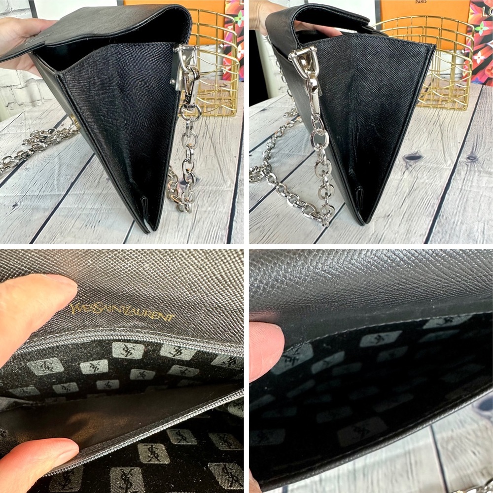 YSL YVES SAINT LAURENT Black Leather Clutch Crossbody  CUSTOM - Picture 8 of 12